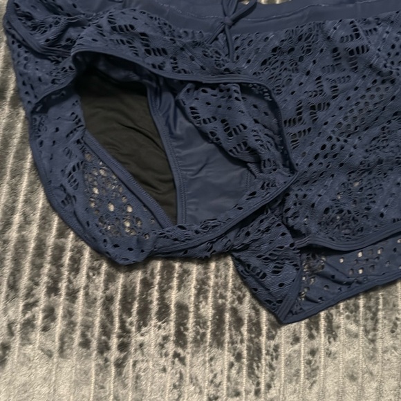 Navy Lace Bathing suit bottom - Picture 2 of 5
